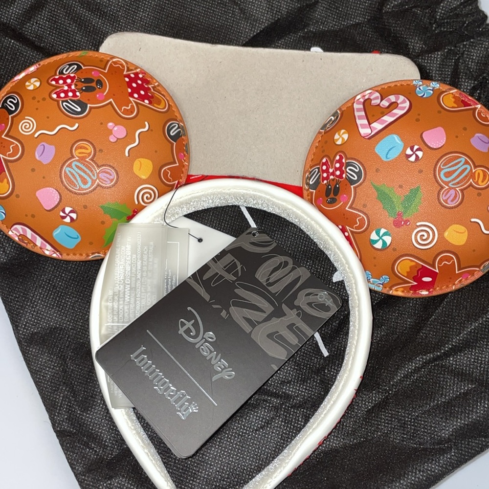 Loungefly Gingerbread house Minnie & Mickey Backpack& matching ears - Picture 4 of 7